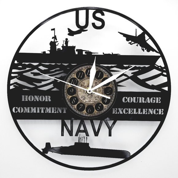 Handmade Other - US NAVY vinyl record clock